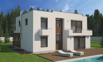 Projet de maison moderne avec garage.